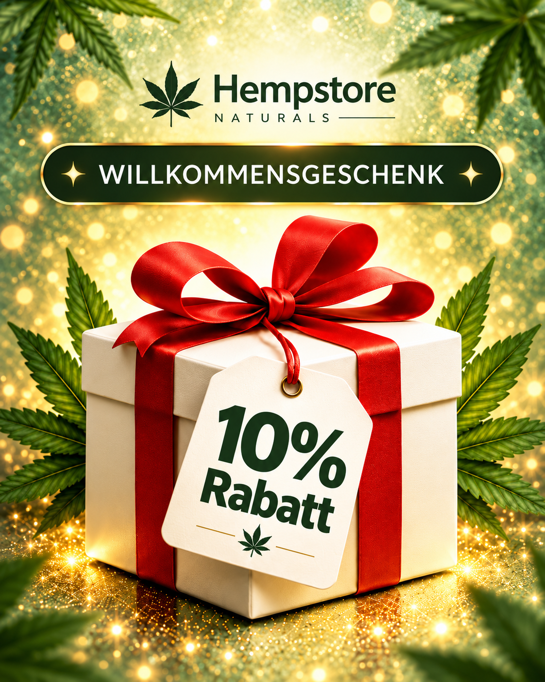 Hempstore Naturals Willkommensgeschenk: 10 % Rabatt auf die erste Bestellung