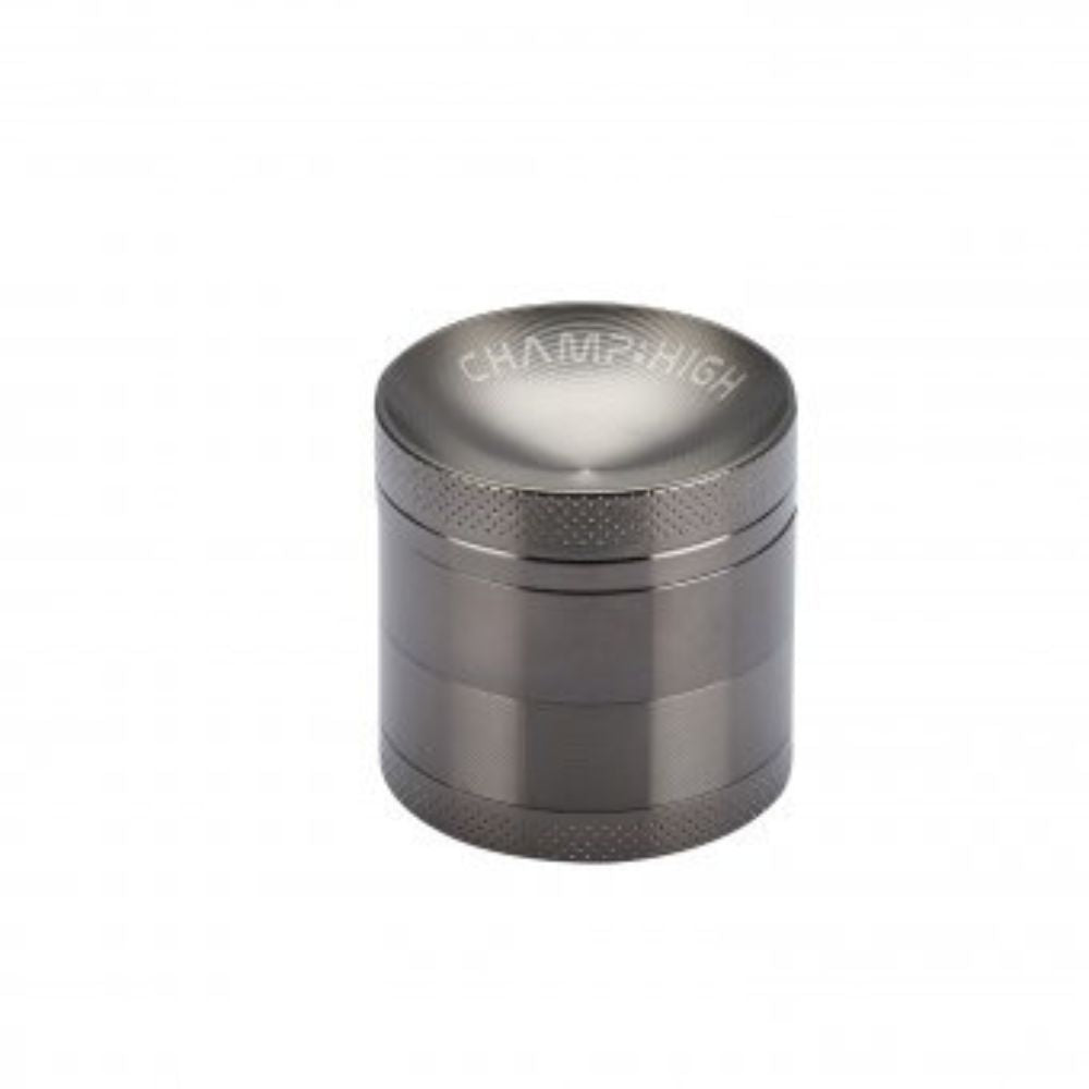 Weitwinkelaufnahme des Champ High Aluminium Grinders – 4-teilig, Ø 52 mm, schwarz