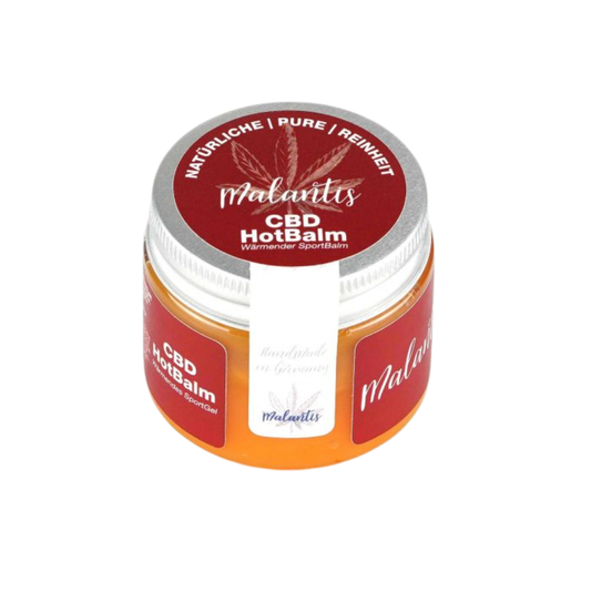 Weitwinkelaufnahme des Malantis CBD Hot Balm – wärmender Balsam zur Entspannung und Durchblutungsförderung