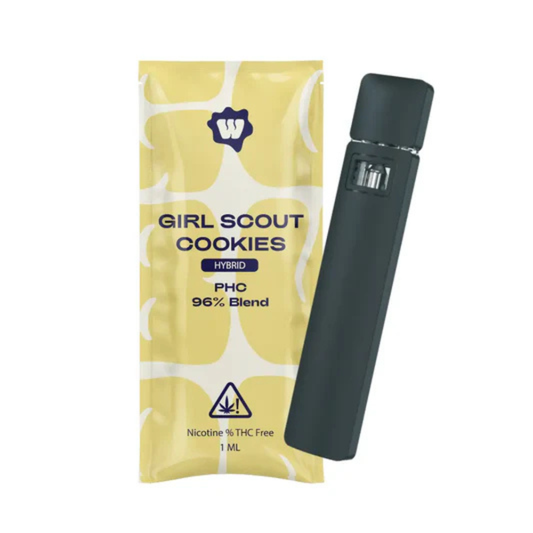 Weitwinkelaufnahme der PHC Vape Girl Scout Cookies – süßlich-würziger Geschmack mit weichem Abgang